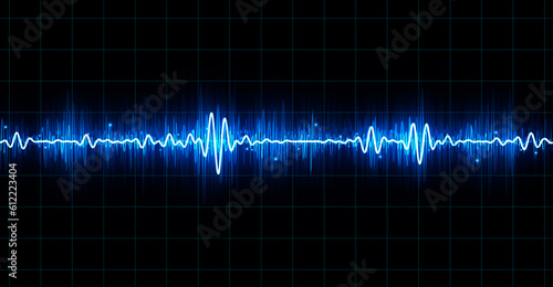 Schilderij op canvas equalizer vibration tune audio wave eq waveform line heart wave 3d illustration