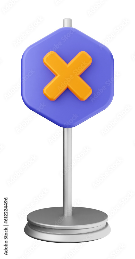 Fototapeta premium 3d caution warning danger alert sing icon illustration render