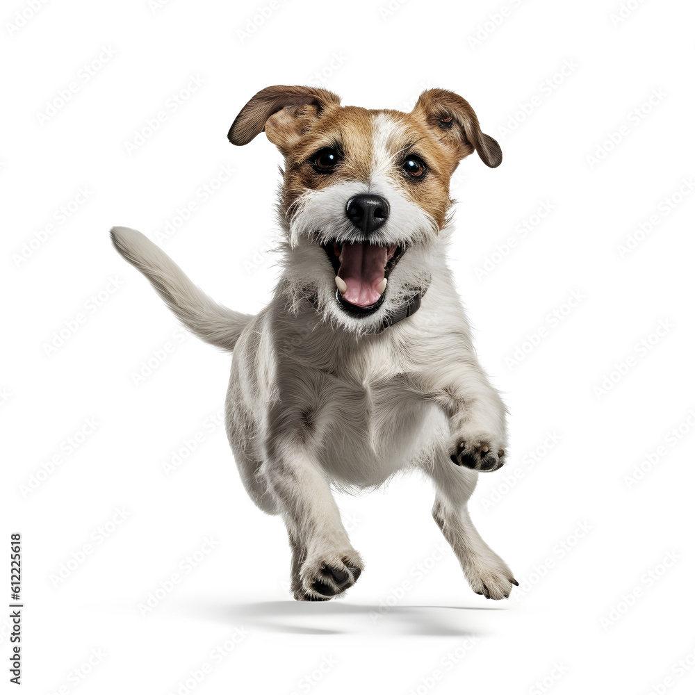 Jack Russell Terrier smiling isolated on a white background