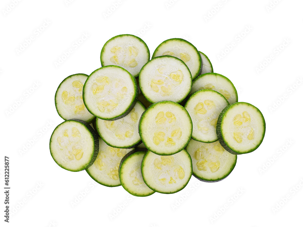 Slices of zucchini isolated on transparent background. PNG Slices of zucchini isolated on transparent background. PNG