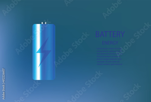 Abstract battery in futuristic glowing on dark blue. Vector illustration. 