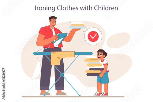 Father and son relationships. Happy loving family, positive parenting