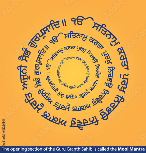 Moolmantra is the opening verse of the Sikh scripture, the Guru Granth Sahib, latest Vector design, Gurbani, Mool Mantra, latest, Ek Onkar, Satnam Waheguru, Punjabi, Punjab, Printable Poster, isolated