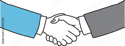 Hand of a person in a business suit shaking hands.