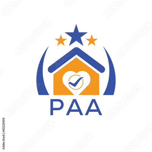 PAA House logo Letter logo and star icon. Blue vector image on white background. KJG house Monogram home logo picture design and best business icon. 
