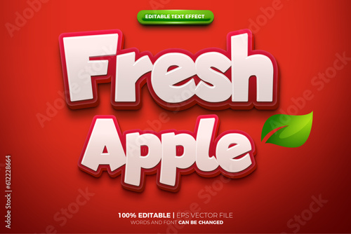 Fresh Apple cartoon 3D Editable text Effect Style