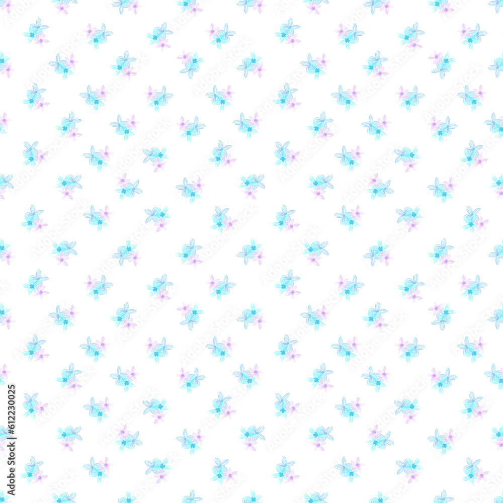 Hand drawn watercolor small blue flowers seamless pattern isolated on white background. Can be used for children textile, wrapping paper, textile. Hand drawn watercolor small blue flowers seamless pattern isolated on white background. Can be used for children textile, wrapping paper, textile.