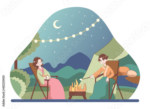 Asian people enjoying their free time by doing leisure activities
