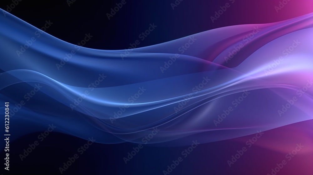 Obraz premium An elegant wallpaper with a smooth wave background in blue and purple color tones.. Generative AI