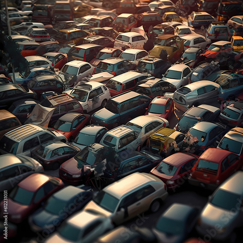 Cars Traffic Jam. Generative AI