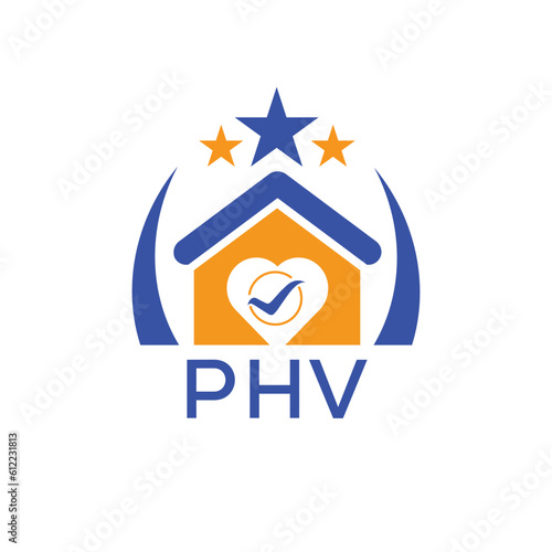 PHV House logo Letter logo and star icon. Blue vector image on white background. KJG house Monogram home logo picture design and best business icon. 
