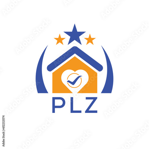 PLZ House logo Letter logo and star icon. Blue vector image on white background. KJG house Monogram home logo picture design and best business icon. 
 photo