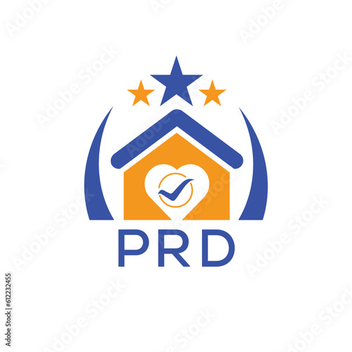 PRD House logo Letter logo and star icon. Blue vector image on white background. KJG house Monogram home logo picture design and best business icon. 
