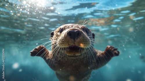 animal otter on underwater Generative AI