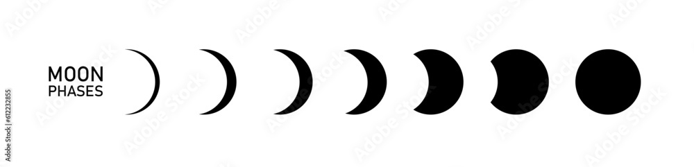 Moon phases icon moon phases. The whole cycle from new moon to full moon. icon vector Moon phases icon moon phases. The whole cycle from new moon to full moon. icon vector