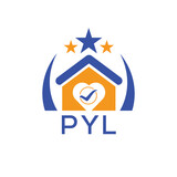 PYL House logo Letter logo and star icon. Blue vector image on white background. KJG house Monogram home logo picture design and best business icon. 

