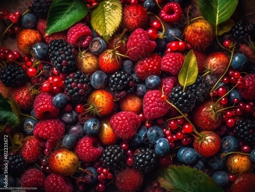 Different types of Berries Created with generative Ai technology