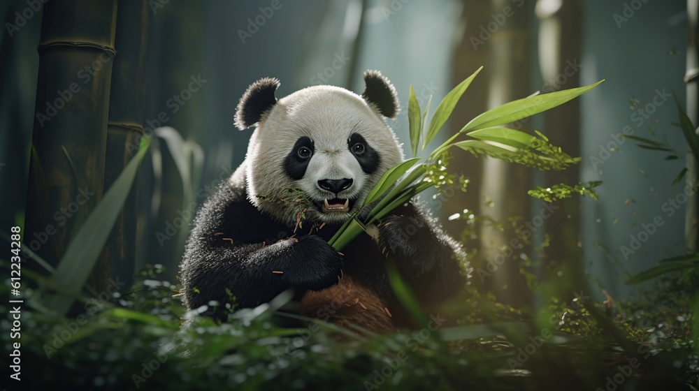 Panda in the forest background Generative AI