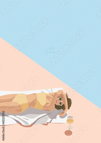 Vector poster with a woman in a swimsuit