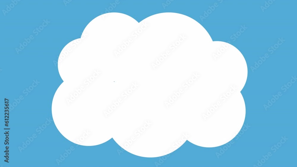 Animated 2D cloud. Empty speech bubble. Blank sticker. Looped 4K message video animation on blue background. Alpha channel. Flat clipart balloon footage template. Motion graphics for web Animated 2D cloud. Empty speech bubble. Blank sticker. Looped 4K message video animation on blue background. Alpha channel. Flat clipart balloon footage template. Motion graphics for web