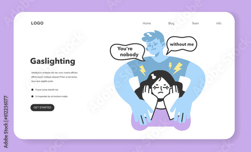Gaslighting web banner or landing page. Psychological manipulation