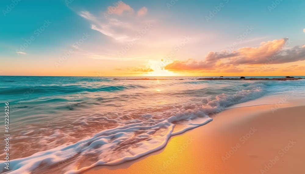 Beautiful panoramic sunset sea sky paradise beach