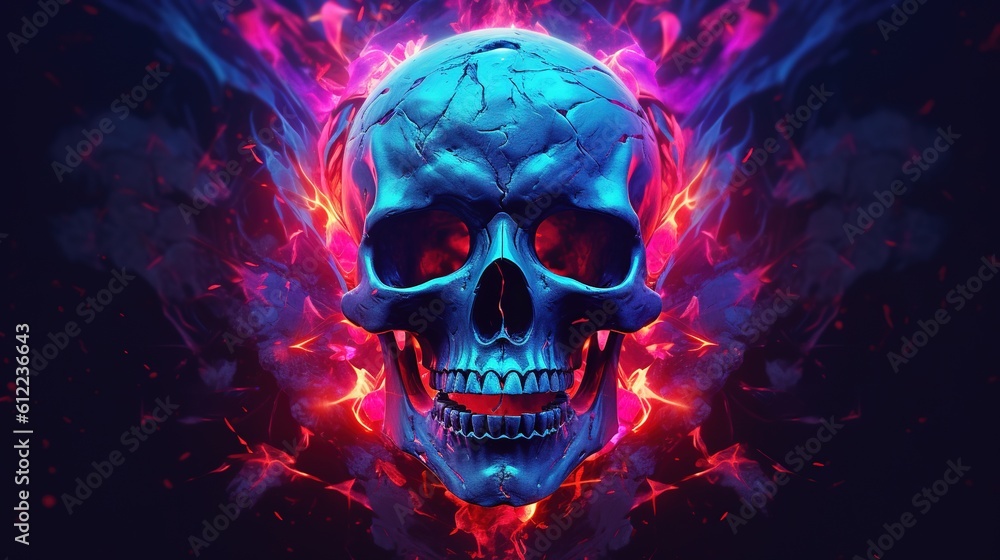 Skull Wallpaper with Vray Tracing and Digital Art Techniques, Showcasing Mesmerizing Neon-Infused Digitalism Skull Wallpaper with Vray Tracing and Digital Art Techniques, Showcasing Mesmerizing Neon-Infused Digitalism