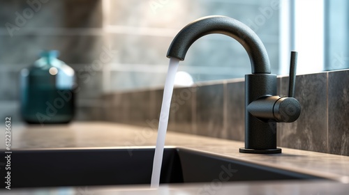 water flowing from a modern interior - faucet