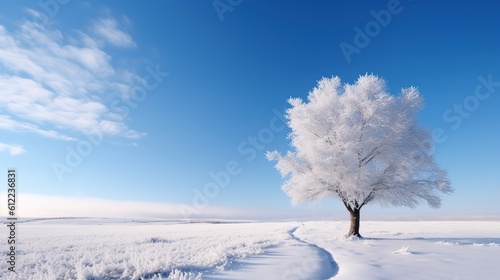 Majestic Tree Standing Tall amidst a Snow-Covered Ground © Yash