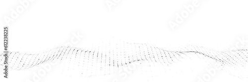 Dynamic wave with connected dots and lines on a white background. Digital wave background concept. Abstract technology background. Big data visualization. 3D rendering.