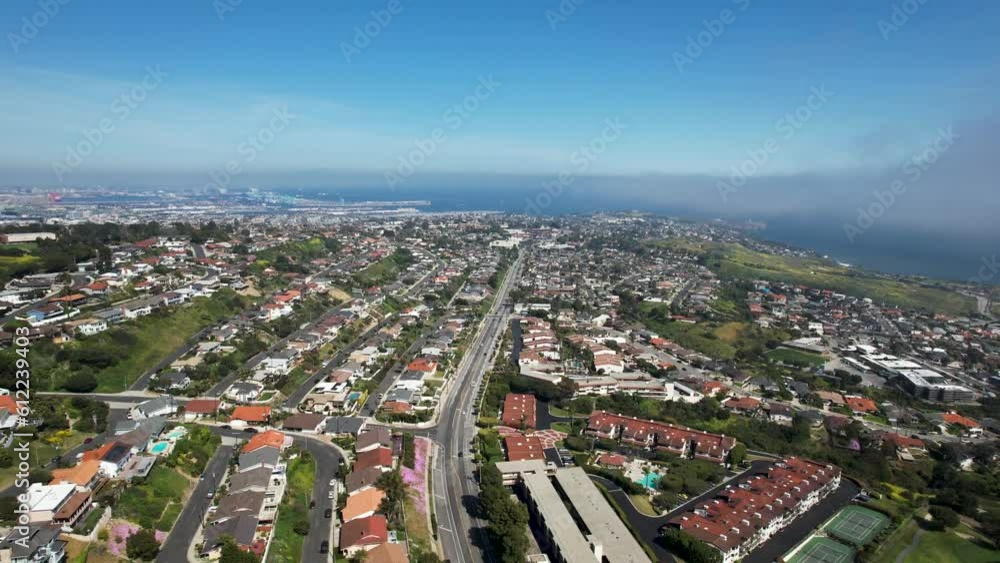 California neighborhood aerial view- San Pedro Los Angeles Southern California homes and neighborhood California neighborhood aerial view- San Pedro Los Angeles Southern California homes and neighborhood