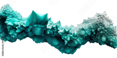 Abstract tuquoise blue structure with rough sharp edges and spiky corners isolated on transparent background - Generative AI photo