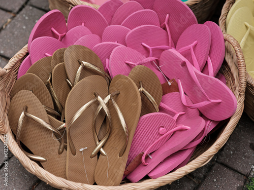 Tableau sur toile Summer flip flop sandals for sale