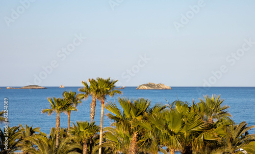 Playa d'en Bossa, Ibiza. View of the the sea and the islands along the coast. © Isabel
