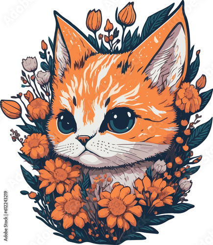A red cat in autumn colors. Portrait