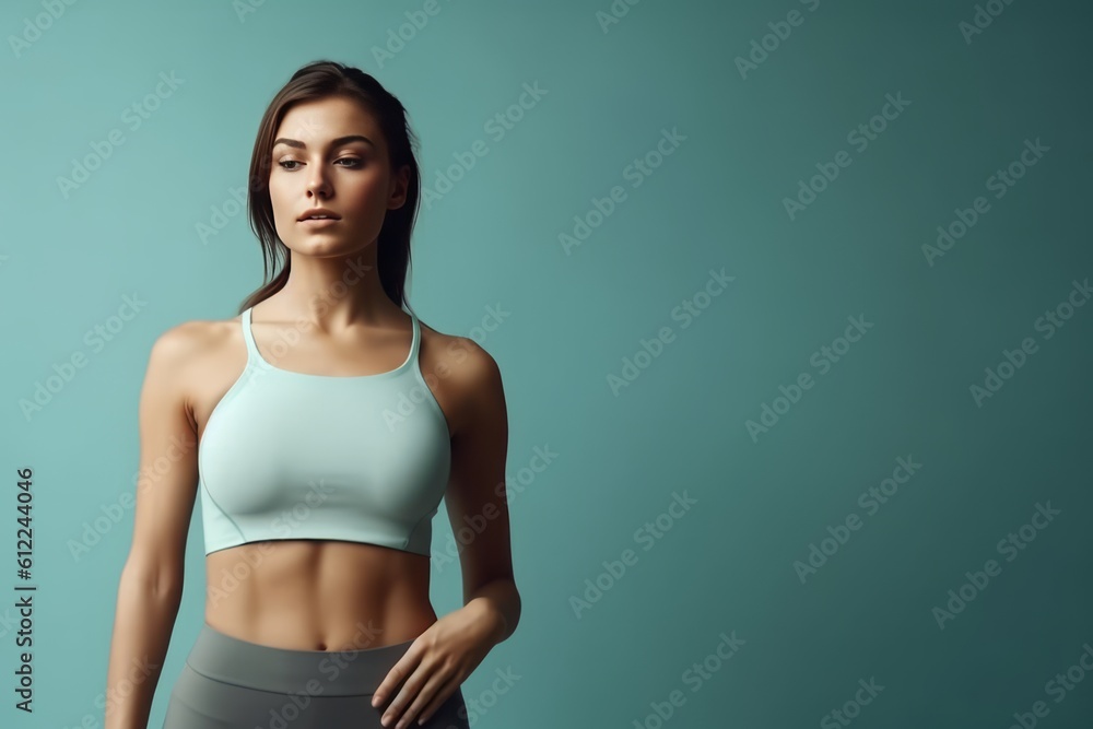 Sport and fitness concept. Portrait of Smiling girl enjoying fitness training. Generative AI Sport and fitness concept. Portrait of Smiling girl enjoying fitness training. Generative AI