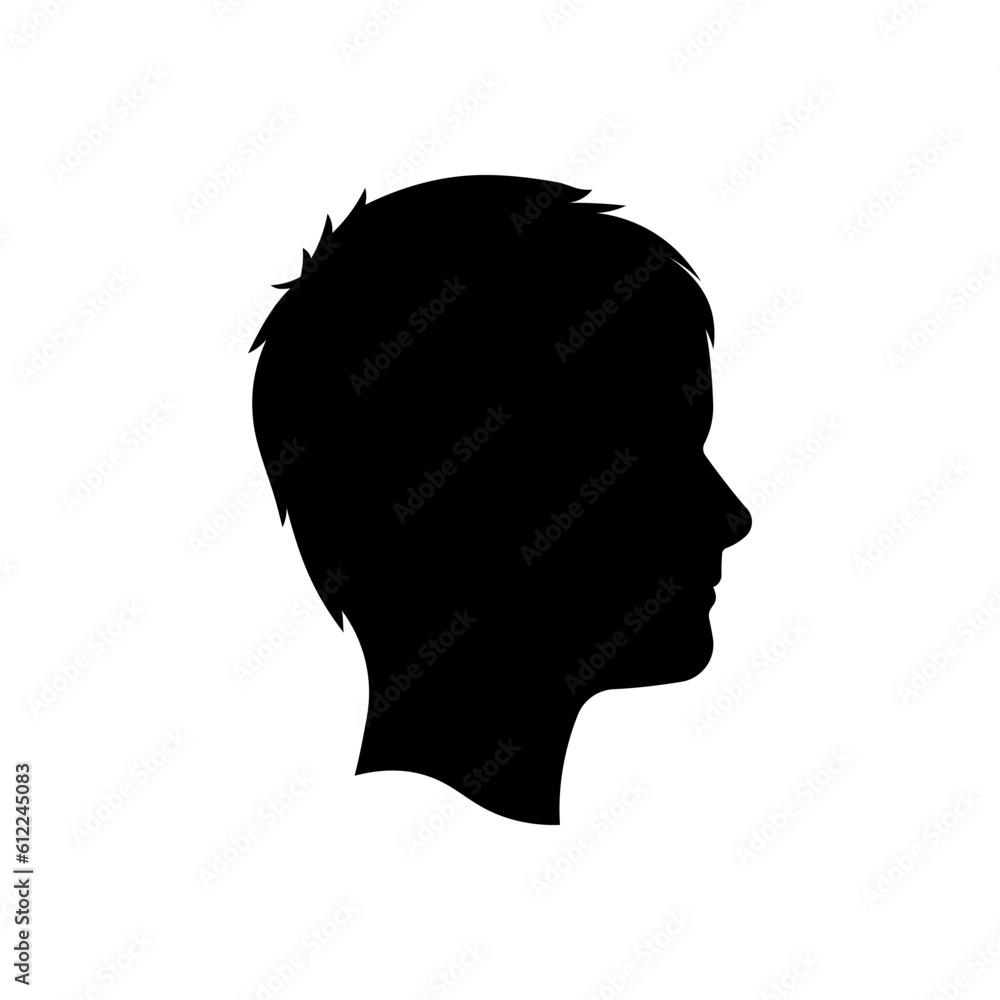Kid head silhouette side view Kid head silhouette side view