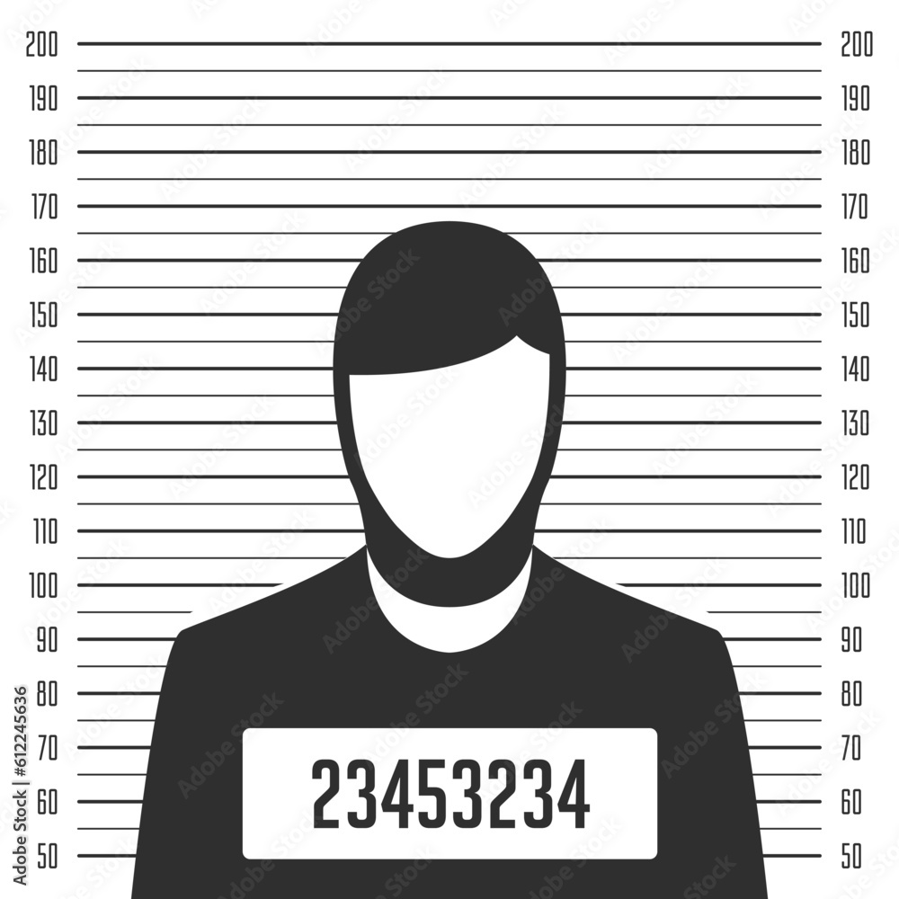 Police lineup, mugshot template with a table and silhouette of ...