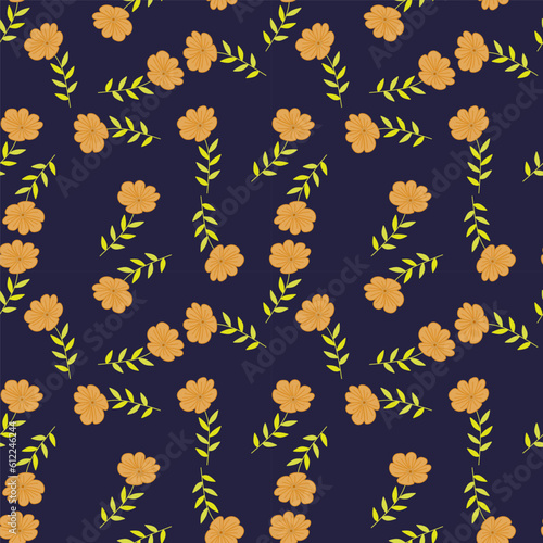 Simple stylized flower seamless pattern. Decorative naive botanical backdrop.