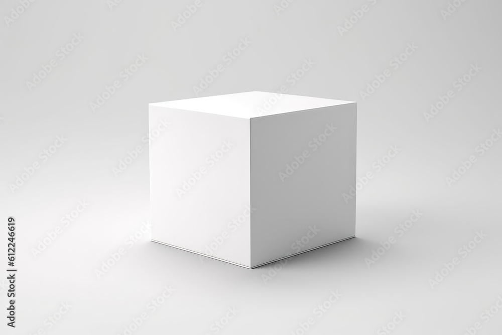 Cardboard White Box, 3D, On White Background. Generative AI