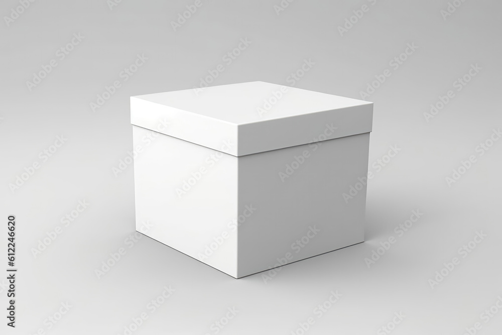 Cardboard White Box, 3D, On White Background. Generative AI Cardboard White Box, 3D, On White Background. Generative AI