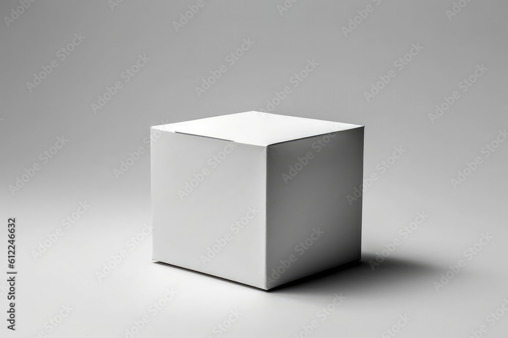 Cardboard White Box, On White Background. Generative AI Cardboard White Box, On White Background. Generative AI