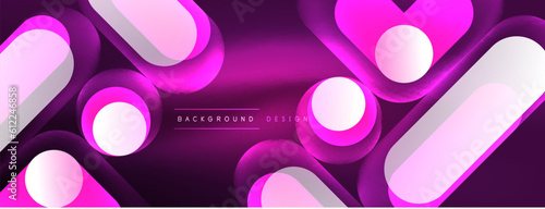 Neon circle abstract background. Template for wallpaper, banner, presentation, background