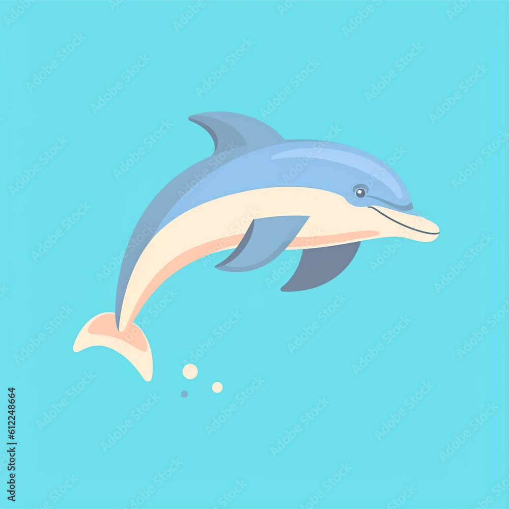 Naklejka premium Vector illustration of a dolphin jumping, generative ai