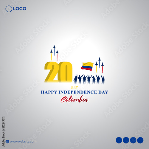 Vector illustration of Colombia Independence Day 20 July social media story feed mockup template