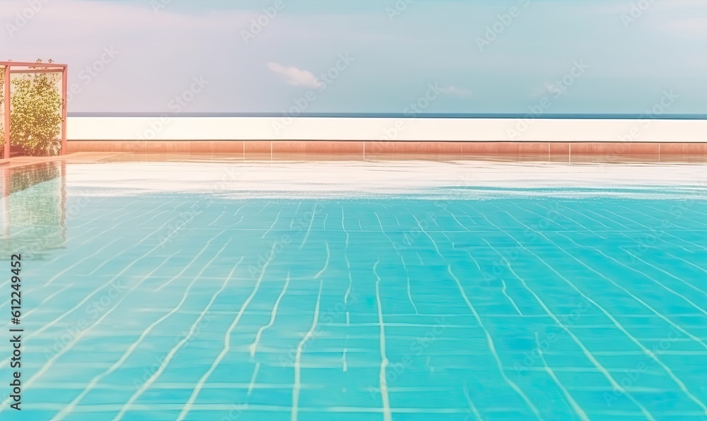 The empty poolside surface during summer travel was a blank canvas, waiting to be filled with laughter and memories. Creating using generative AI tools