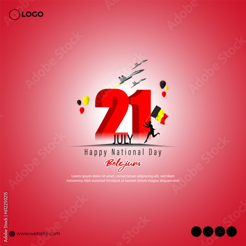 Vector illustration of Belgian National Day 21 July social media story feed mockup template