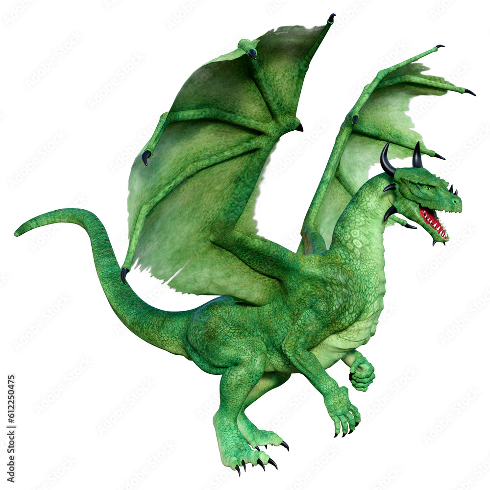 Fototapeta premium 3D Rendering Fairy Tale Dragon on White
