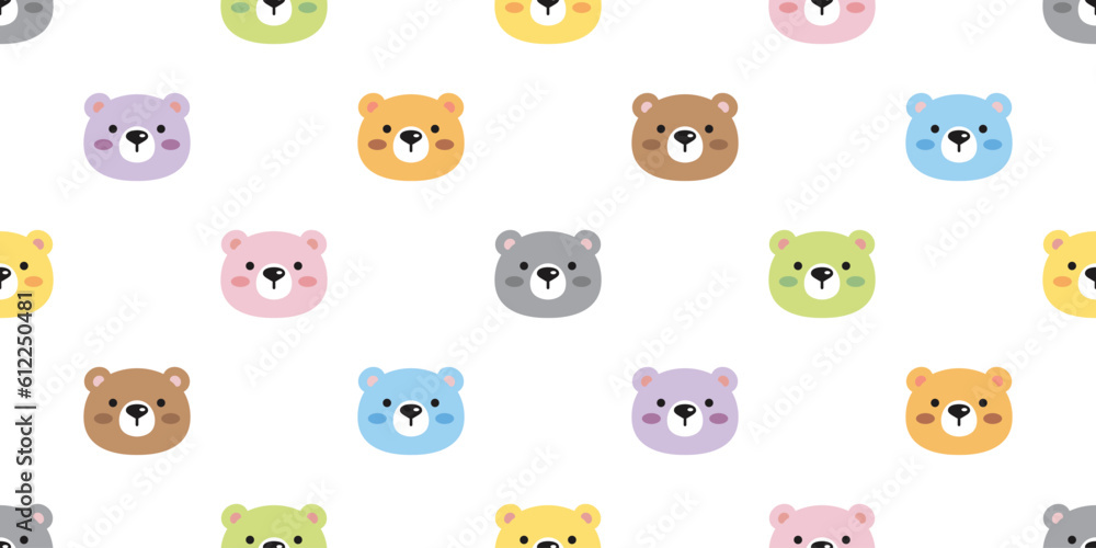 bear polar seamless pattern face head cartoon pastel color vector teddy gift wrapping paper tile background repeat wallpaper doodle scarf isolated illustration design bear polar seamless pattern face head cartoon pastel color vector teddy gift wrapping paper tile background repeat wallpaper doodle scarf isolated illustration design