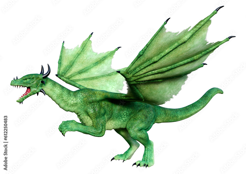 Fototapeta premium 3D Rendering Fairy Tale Dragon on White